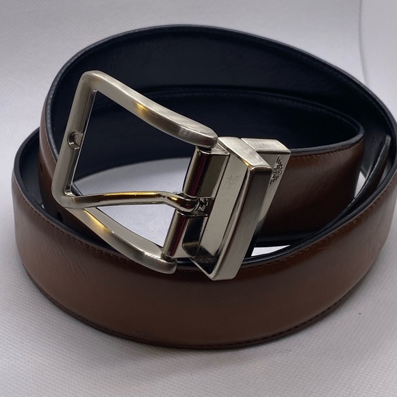 Women or Men’s Faux Leather Belt Brown with Silver Tone Buckle Size S 30-32 - Picture 3 of 7